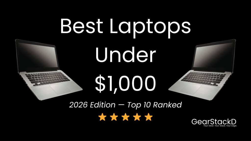 Best laptops under $1000 in 2026 — top 10 picks including MacBook Air M4, Dell 14 Plus, and MSI Katana 15 HX reviewed and ranked by GearStackD