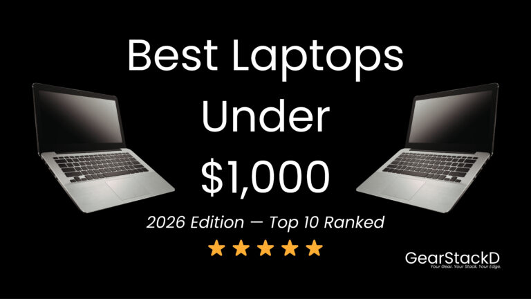 Best laptops under $1000 in 2026 — top 10 picks including MacBook Air M4, Dell 14 Plus, and MSI Katana 15 HX reviewed and ranked by GearStackD