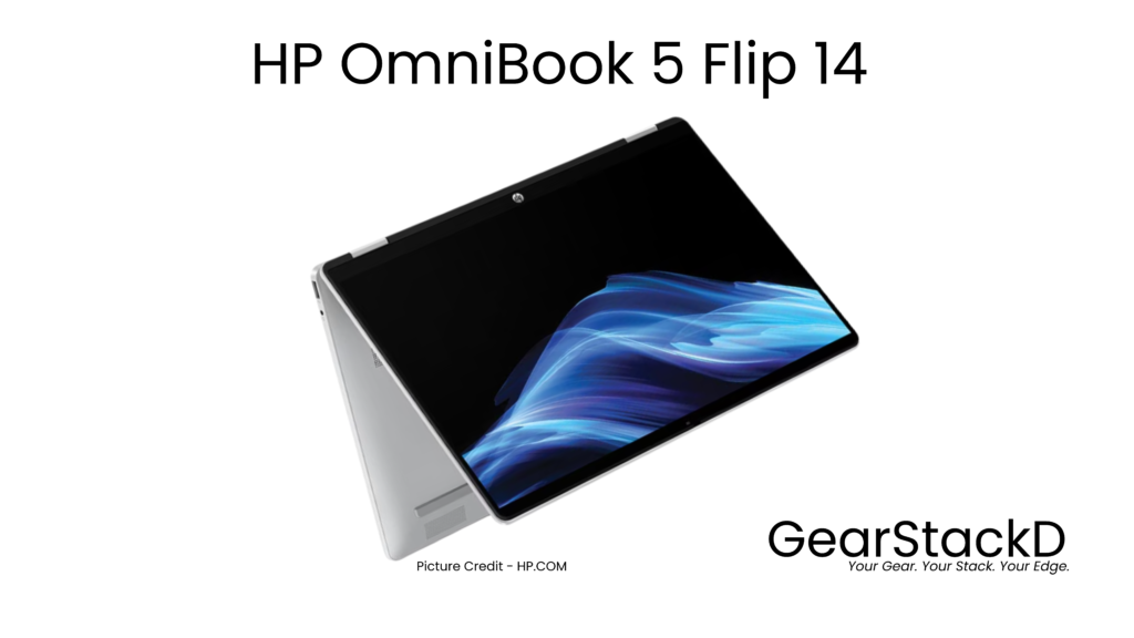 HP OmniBook 5 Flip 14 with 2K touchscreen display open — 2-in-1 laptop review 2026