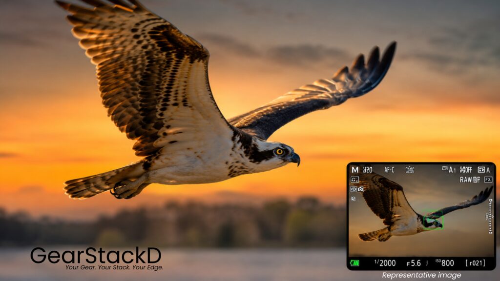 Nikon Full frame Mirrorless Camera Z8 45.7 megapixels ISO 64-25600 EXPEED 7 Real-Live Viewfinder Subject detection for 9 subject types 3D-tracking Up to 120 fps A soaring osprey freezes mid-flight